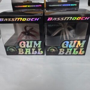 Bassmooch Gum Ball 17 Fishing Lure Lot of 2 Red White NEW Tournament Soft Bait